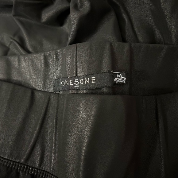ONE 5 ONE Solid Faux Leather 4-Way Stretch Legging. - Picture 2 of 3